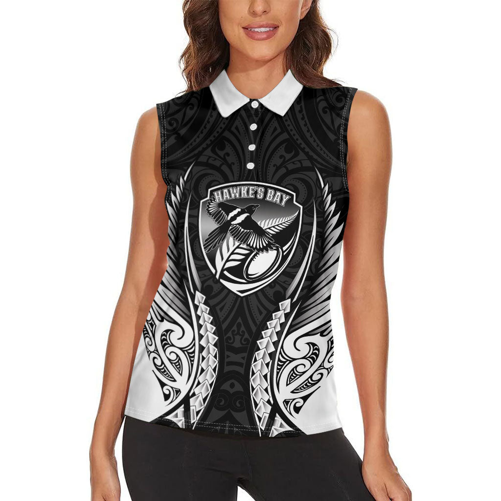 Hawke's Bay 2026 Rugby Custom Women Sleeveless Polo Shirt NZ Maori Silver Fern LT14 - Polynesian Pride