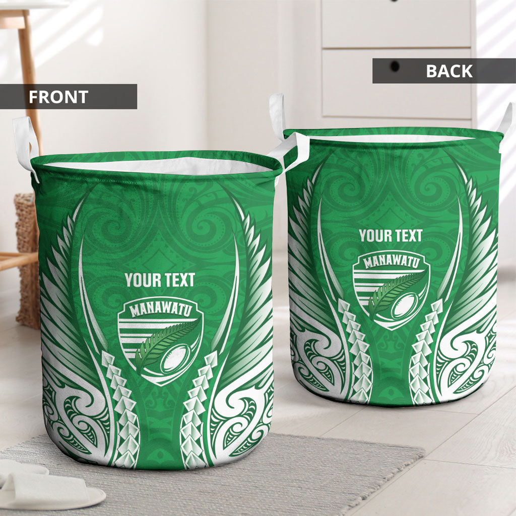 Manawatu 2026 Rugby Custom Laundry Basket NZ Maori Silver Fern LT14 - Polynesian Pride