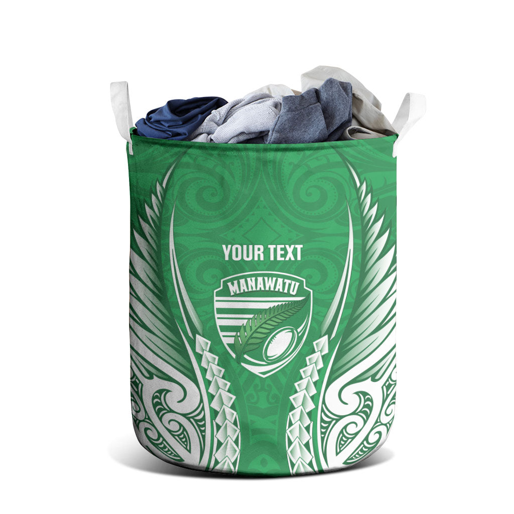 Manawatu 2026 Rugby Custom Laundry Basket NZ Maori Silver Fern LT14 - Polynesian Pride