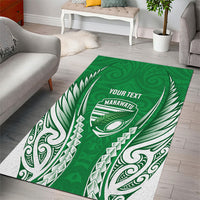Manawatu 2026 Rugby Custom Area Rug NZ Maori Silver Fern