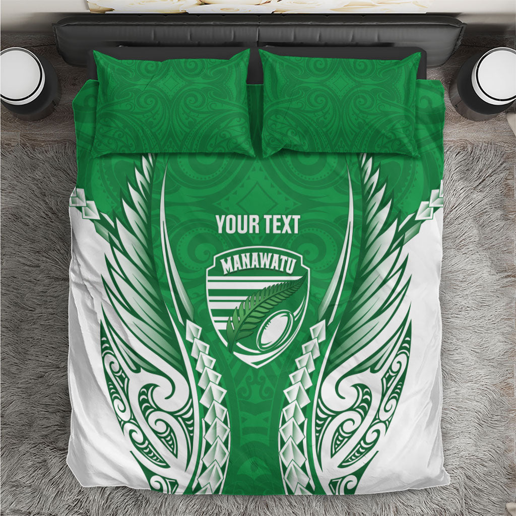 Manawatu 2026 Rugby Custom Bedding Set NZ Maori Silver Fern LT14 Green - Polynesian Pride
