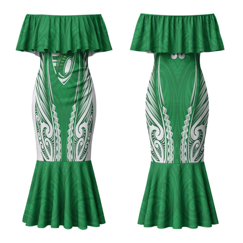 Manawatu 2026 Rugby Custom Couples Matching Mermaid Dress and Hawaiian Shirt NZ Maori Silver Fern LT14 - Polynesian Pride