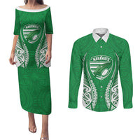 Manawatu 2026 Rugby Custom Couples Matching Puletasi and Long Sleeve Button Shirt NZ Maori Silver Fern