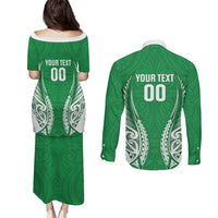 Manawatu 2026 Rugby Custom Couples Matching Puletasi and Long Sleeve Button Shirt NZ Maori Silver Fern
