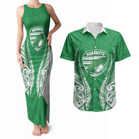 Manawatu 2026 Rugby Custom Couples Matching Tank Maxi Dress and Hawaiian Shirt NZ Maori Silver Fern LT14 Green - Polynesian Pride