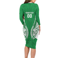 Manawatu 2026 Rugby Custom Family Matching Long Sleeve Bodycon Dress and Hawaiian Shirt NZ Maori Silver Fern