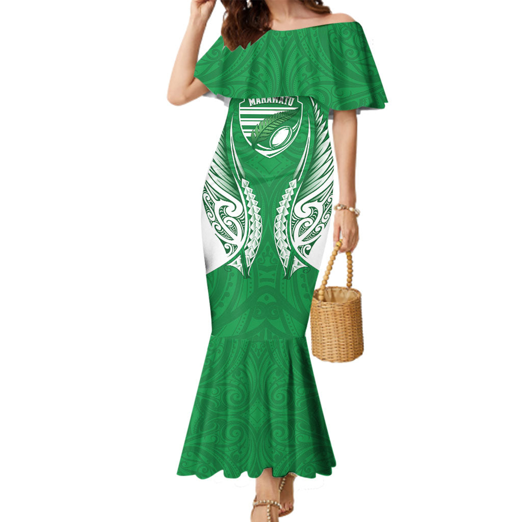 Manawatu 2026 Rugby Custom Family Matching Mermaid Dress and Hawaiian Shirt NZ Maori Silver Fern