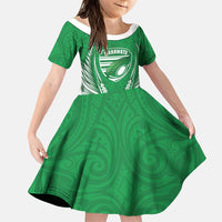 Manawatu 2026 Rugby Custom Family Matching Off Shoulder Short Dress and Hawaiian Shirt NZ Maori Silver Fern