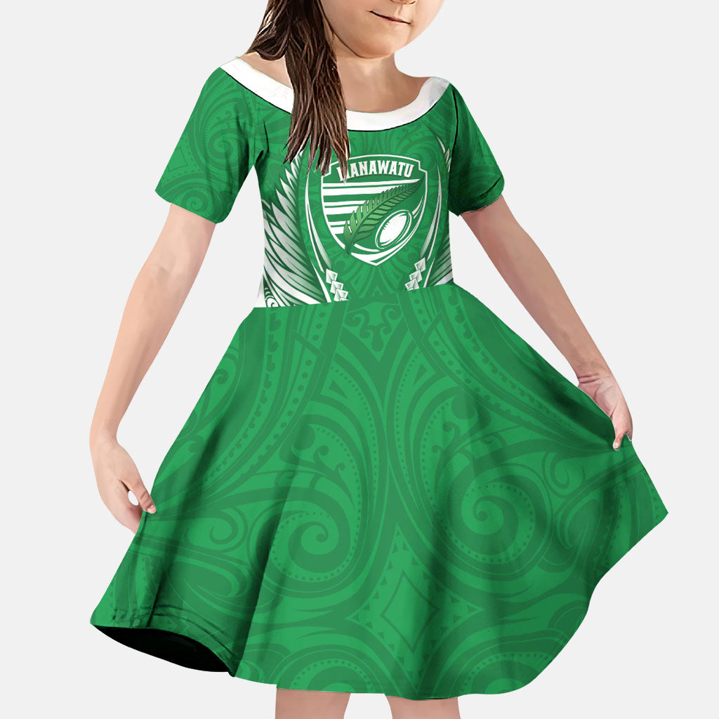 Manawatu 2026 Rugby Custom Family Matching Short Sleeve Bodycon Dress and Hawaiian Shirt NZ Maori Silver Fern
