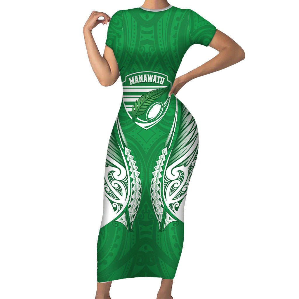 Manawatu 2026 Rugby Custom Family Matching Short Sleeve Bodycon Dress and Hawaiian Shirt NZ Maori Silver Fern