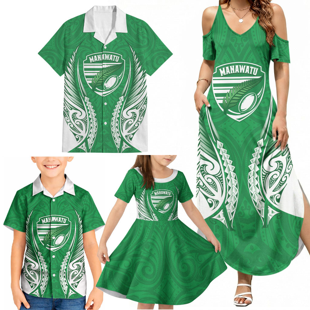 Manawatu 2026 Rugby Custom Family Matching Summer Maxi Dress and Hawaiian Shirt NZ Maori Silver Fern LT14 - Polynesian Pride