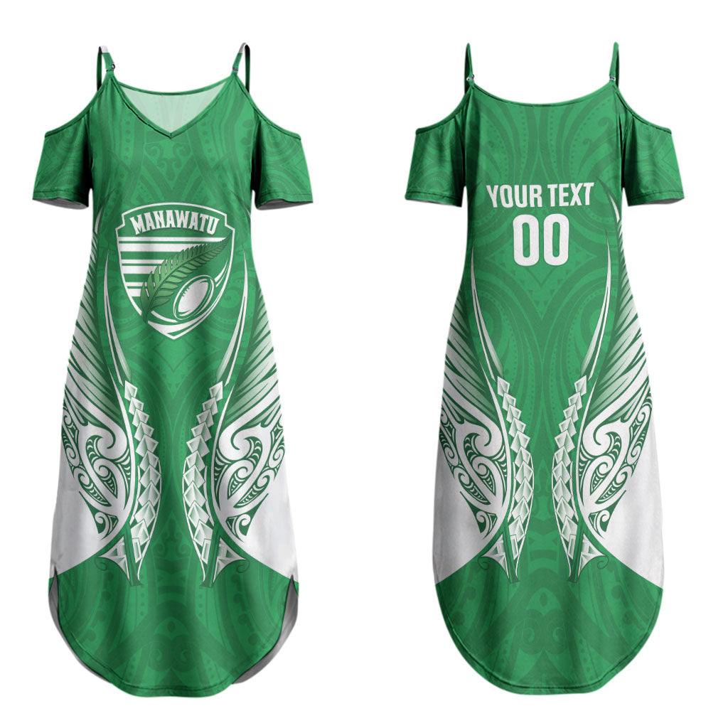Manawatu 2026 Rugby Custom Family Matching Summer Maxi Dress and Hawaiian Shirt NZ Maori Silver Fern LT14 Mom's Dress Green - Polynesian Pride