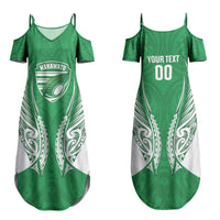 Manawatu 2026 Rugby Custom Family Matching Summer Maxi Dress and Hawaiian Shirt NZ Maori Silver Fern LT14 Mom's Dress Green - Polynesian Pride