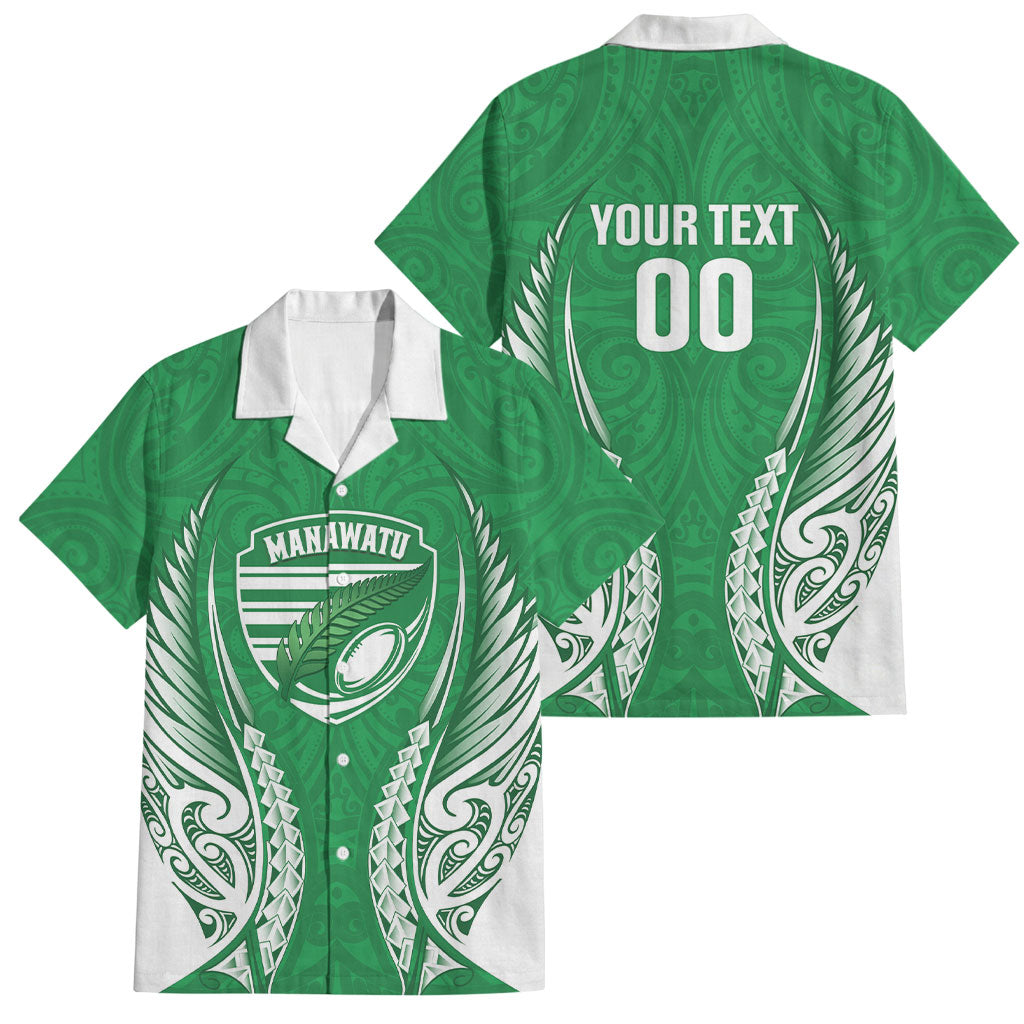 Manawatu 2026 Rugby Custom Family Matching Summer Maxi Dress and Hawaiian Shirt NZ Maori Silver Fern LT14 Dad's Shirt - Short Sleeve Green - Polynesian Pride