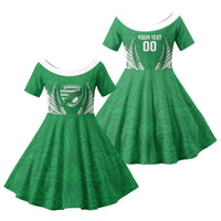 Manawatu 2026 Rugby Custom Family Matching Summer Maxi Dress and Hawaiian Shirt NZ Maori Silver Fern LT14 Daughter's Dress Green - Polynesian Pride