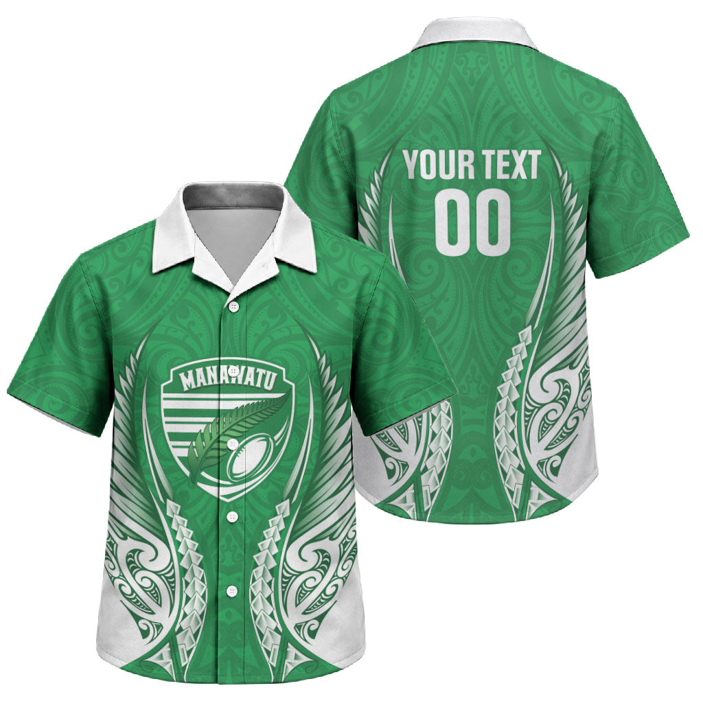 Manawatu 2026 Rugby Custom Family Matching Summer Maxi Dress and Hawaiian Shirt NZ Maori Silver Fern LT14 Son's Shirt Green - Polynesian Pride