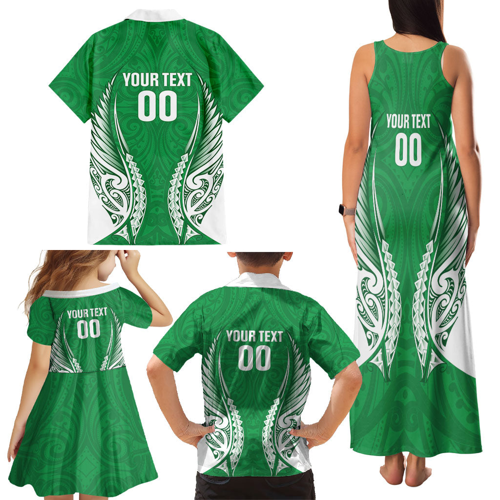 Manawatu 2026 Rugby Custom Family Matching Tank Maxi Dress and Hawaiian Shirt NZ Maori Silver Fern