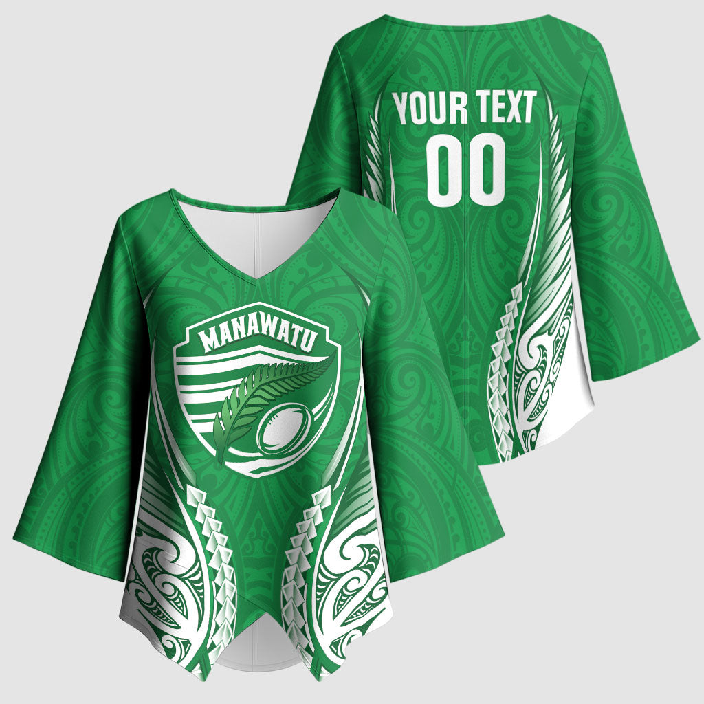Manawatu 2026 Rugby Custom Kimono Sleeve Blouse NZ Maori Silver Fern