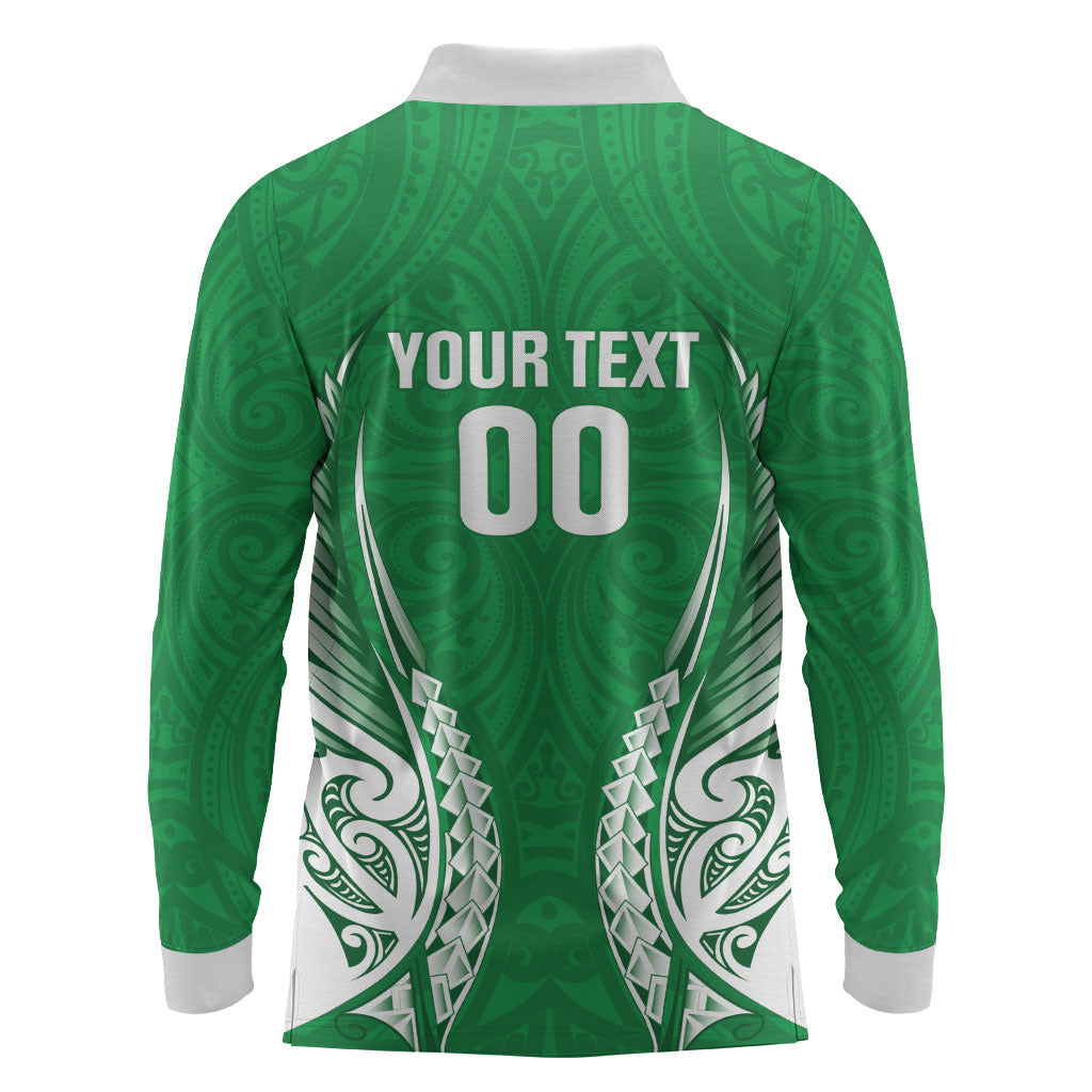 Manawatu 2026 Rugby Custom Long Sleeve Polo Shirt NZ Maori Silver Fern LT14 - Polynesian Pride