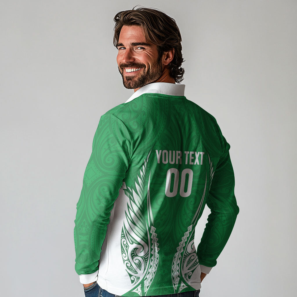 Manawatu 2026 Rugby Custom Long Sleeve Polo Shirt NZ Maori Silver Fern LT14 - Polynesian Pride