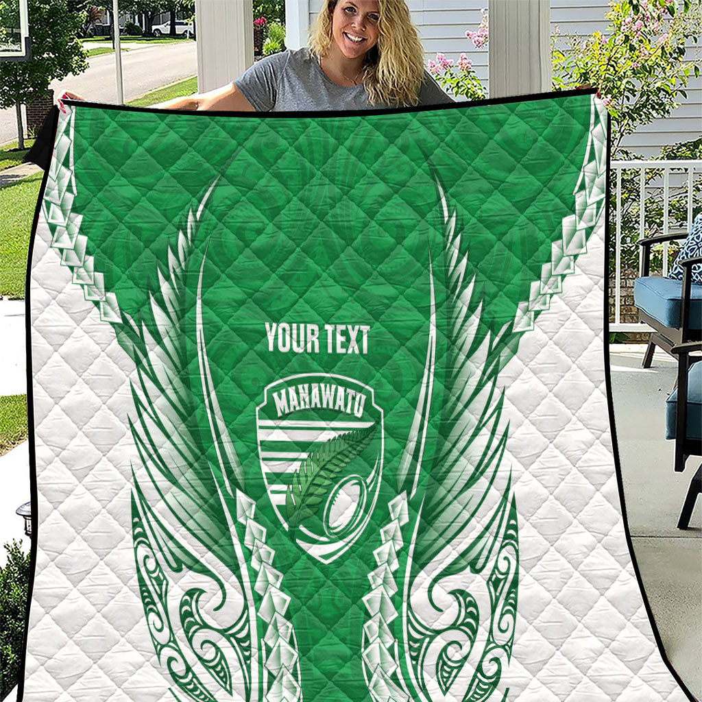 Manawatu 2026 Rugby Custom Quilt NZ Maori Silver Fern