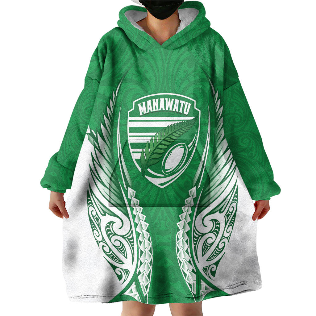 Manawatu 2026 Rugby Custom Wearable Blanket Hoodie NZ Maori Silver Fern LT14 - Polynesian Pride