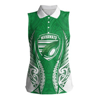 Manawatu 2026 Rugby Custom Women Sleeveless Polo Shirt NZ Maori Silver Fern LT14 Female Green - Polynesian Pride