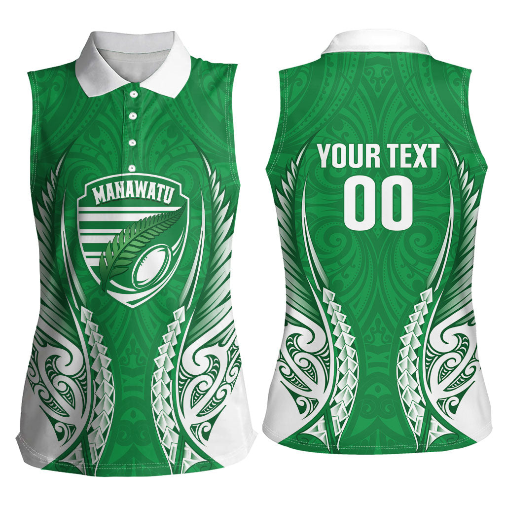 Manawatu 2026 Rugby Custom Women Sleeveless Polo Shirt NZ Maori Silver Fern LT14 - Polynesian Pride