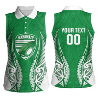 Manawatu 2026 Rugby Custom Women Sleeveless Polo Shirt NZ Maori Silver Fern LT14 - Polynesian Pride
