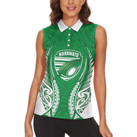 Manawatu 2026 Rugby Custom Women Sleeveless Polo Shirt NZ Maori Silver Fern LT14 - Polynesian Pride