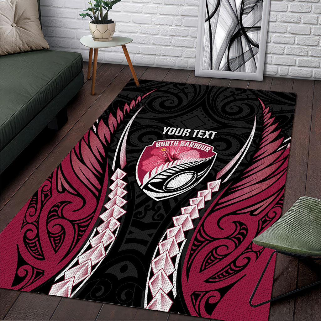 North Harbour 2026 Rugby Custom Area Rug NZ Maori Silver Fern