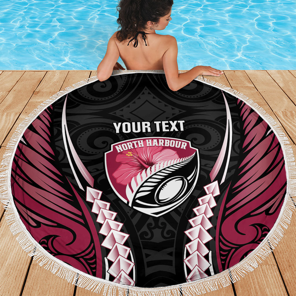 North Harbour 2026 Rugby Custom Beach Blanket NZ Maori Silver Fern