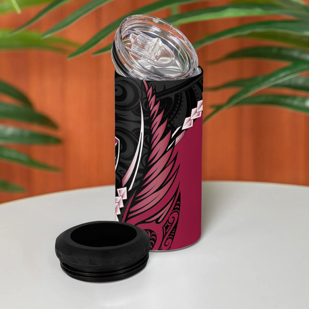 North Harbour 2026 Rugby Custom 4 in 1 Can Cooler Tumbler NZ Maori Silver Fern LT14 - Polynesian Pride
