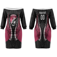 North Harbour 2026 Rugby Custom Couples Matching Off The Shoulder Long Sleeve Dress and Long Sleeve Button Shirt NZ Maori Silver Fern LT14 - Polynesian Pride