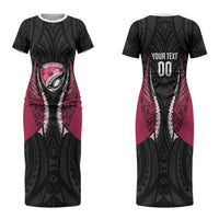 North Harbour 2026 Rugby Custom Couples Matching Short Sleeve Bodycon Dress and Hawaiian Shirt NZ Maori Silver Fern LT14 - Polynesian Pride