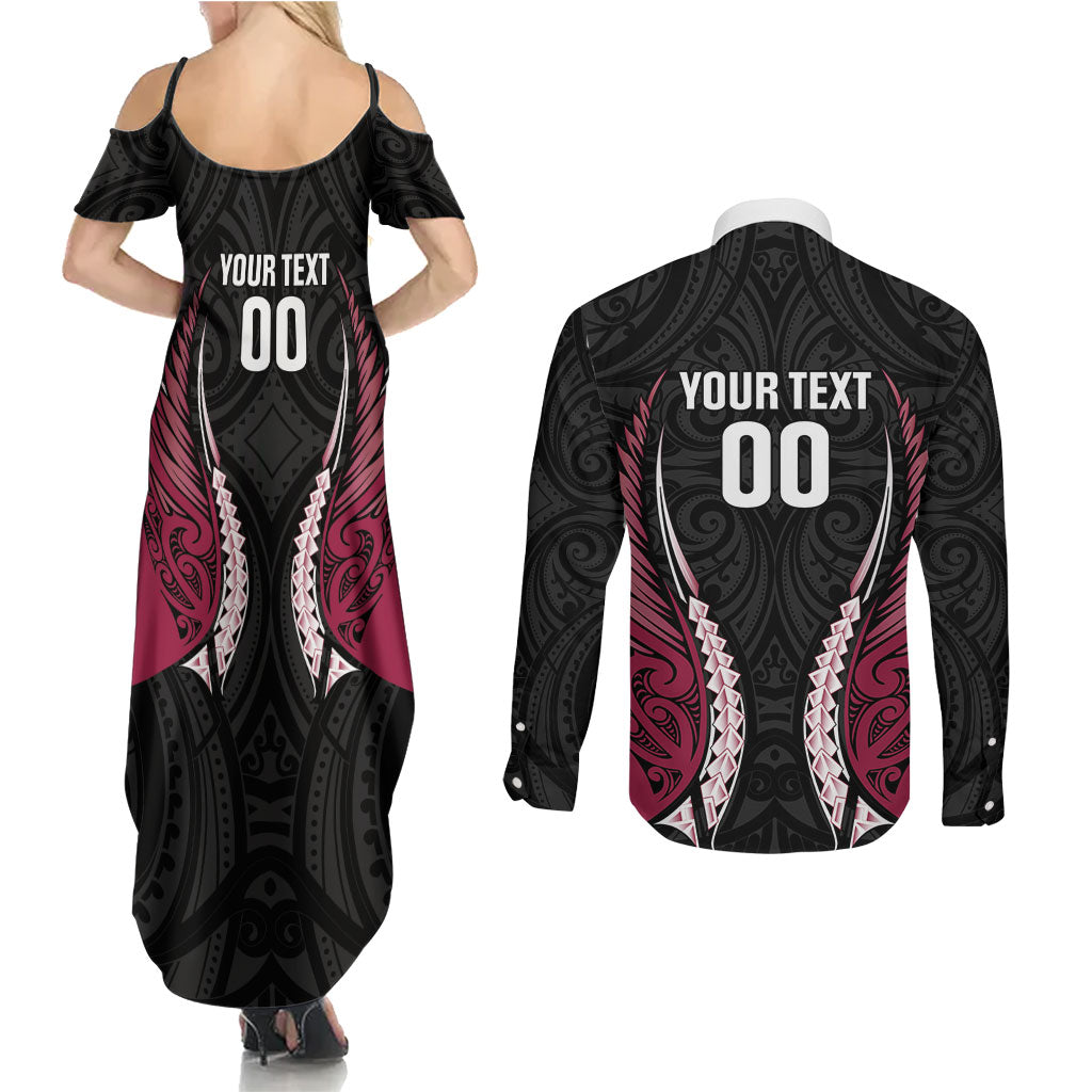 North Harbour 2026 Rugby Custom Couples Matching Summer Maxi Dress and Long Sleeve Button Shirt NZ Maori Silver Fern