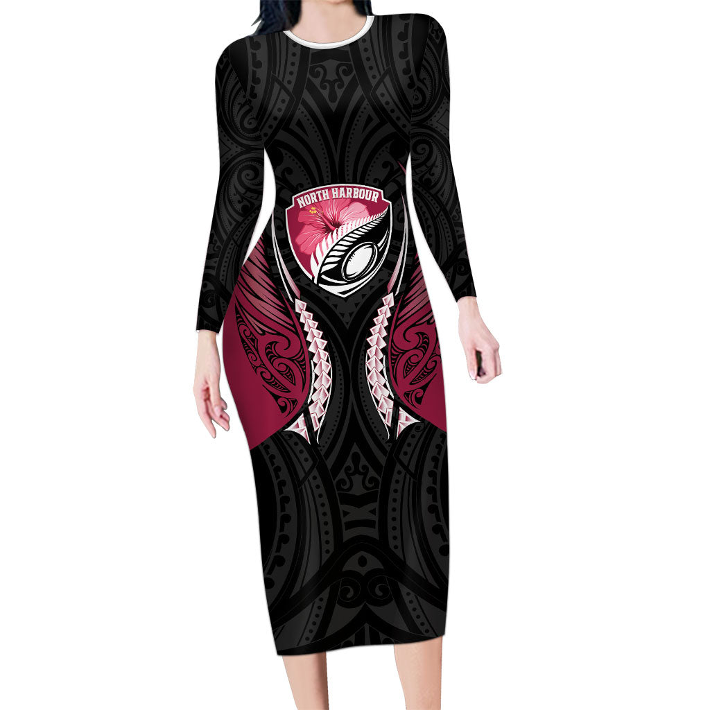 North Harbour 2026 Rugby Custom Family Matching Long Sleeve Bodycon Dress and Hawaiian Shirt NZ Maori Silver Fern