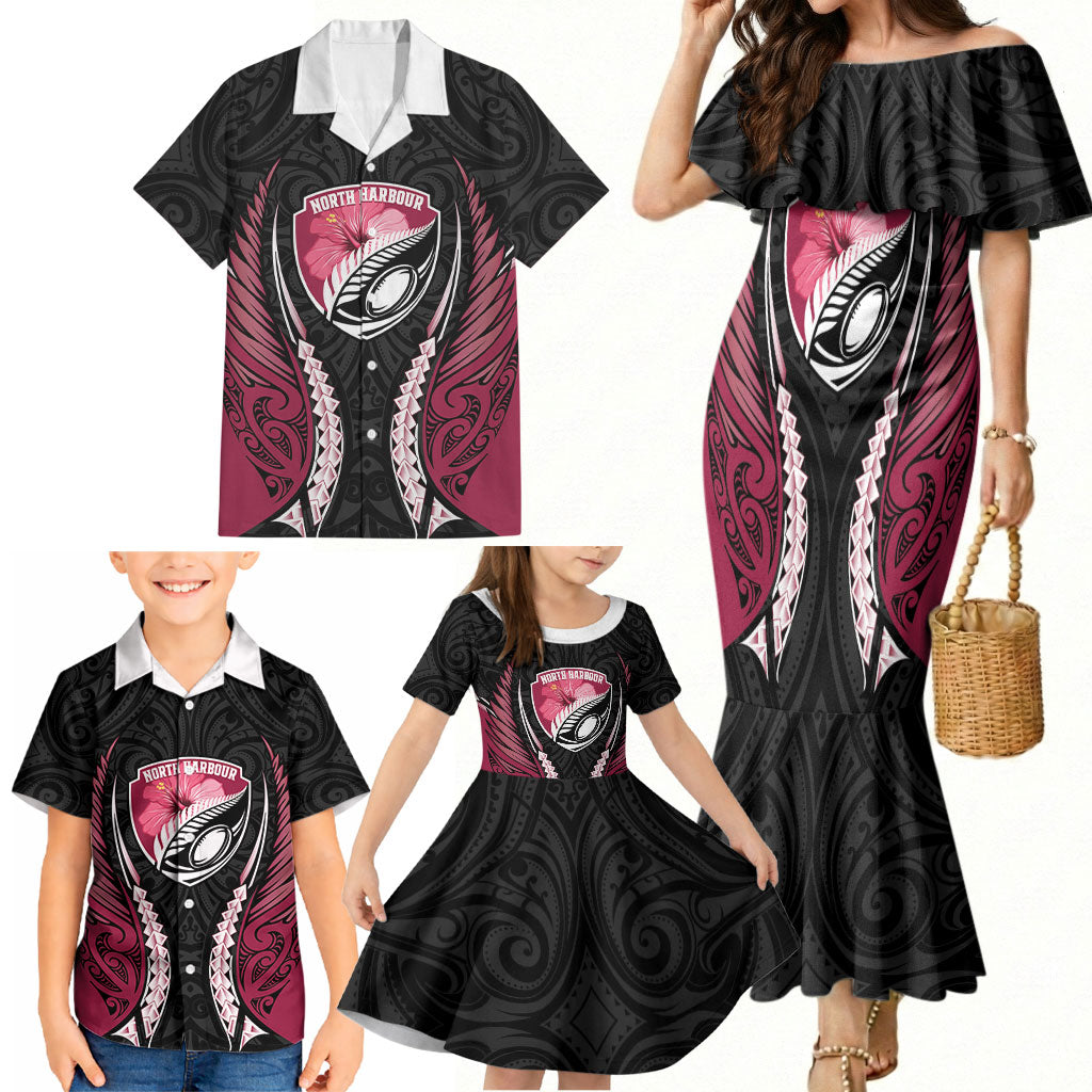 North Harbour 2026 Rugby Custom Family Matching Mermaid Dress and Hawaiian Shirt NZ Maori Silver Fern LT14 - Polynesian Pride