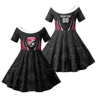 North Harbour 2026 Rugby Custom Family Matching Puletasi and Hawaiian Shirt NZ Maori Silver Fern LT14 Daughter's Dress Maroon - Polynesian Pride