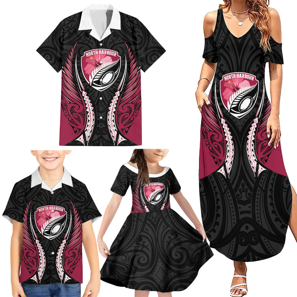 North Harbour 2026 Rugby Custom Family Matching Summer Maxi Dress and Hawaiian Shirt NZ Maori Silver Fern LT14 - Polynesian Pride
