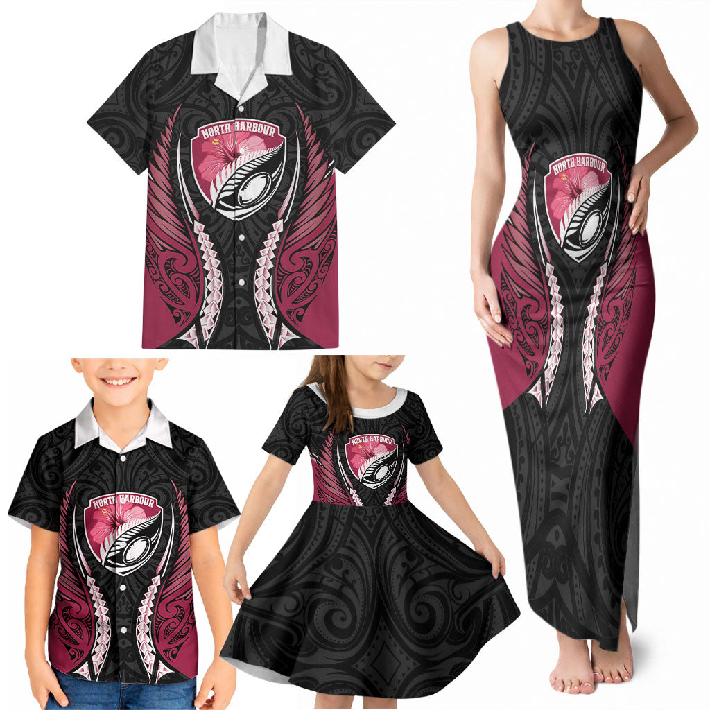 North Harbour 2026 Rugby Custom Family Matching Tank Maxi Dress and Hawaiian Shirt NZ Maori Silver Fern LT14 - Polynesian Pride