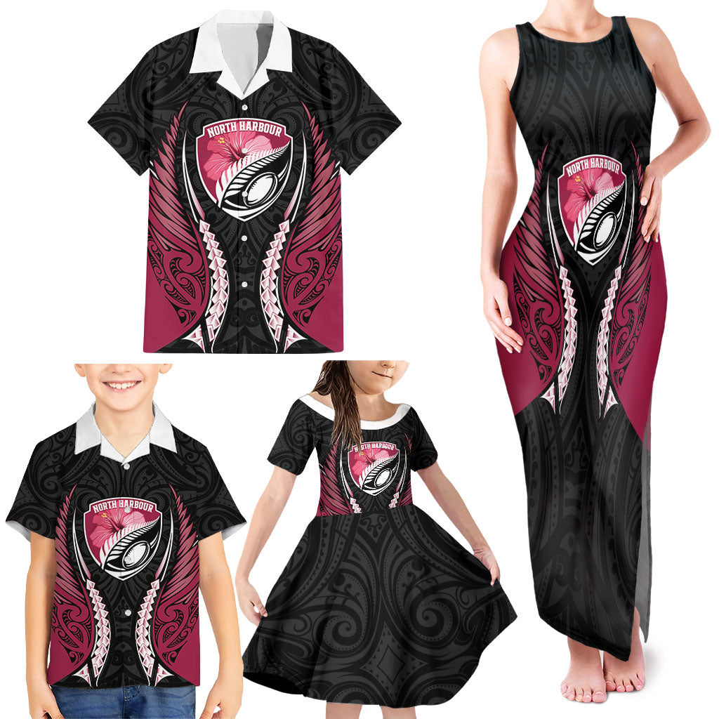 North Harbour 2026 Rugby Custom Family Matching Tank Maxi Dress and Hawaiian Shirt NZ Maori Silver Fern LT14 - Polynesian Pride