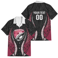 North Harbour 2026 Rugby Custom Family Matching Tank Maxi Dress and Hawaiian Shirt NZ Maori Silver Fern LT14 Dad's Shirt - Short Sleeve Maroon - Polynesian Pride