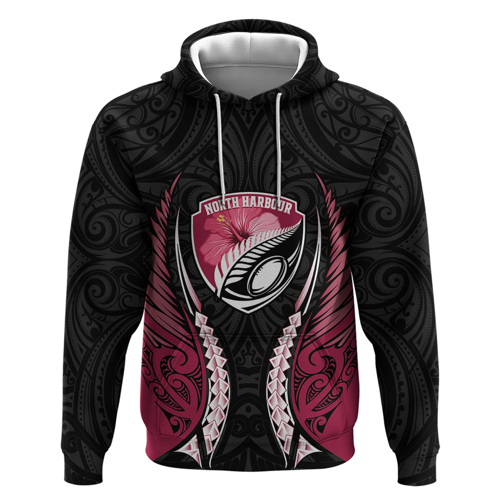 North Harbour 2026 Rugby Custom Hoodie NZ Maori Silver Fern LT14 Pullover Hoodie Maroon - Polynesian Pride