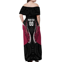 North Harbour 2026 Rugby Custom Off Shoulder Maxi Dress NZ Maori Silver Fern