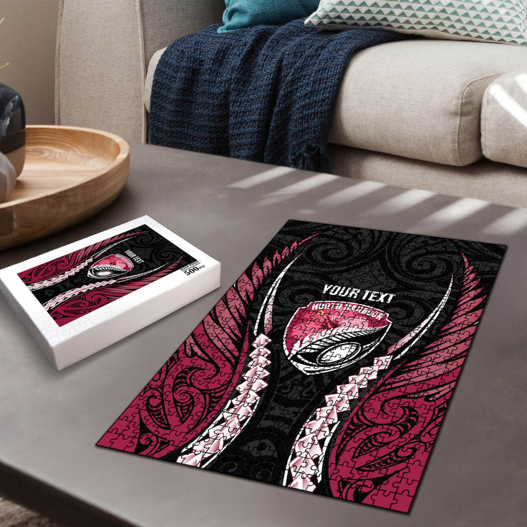North Harbour 2026 Rugby Custom Puzzle NZ Maori Silver Fern LT14 - Polynesian Pride