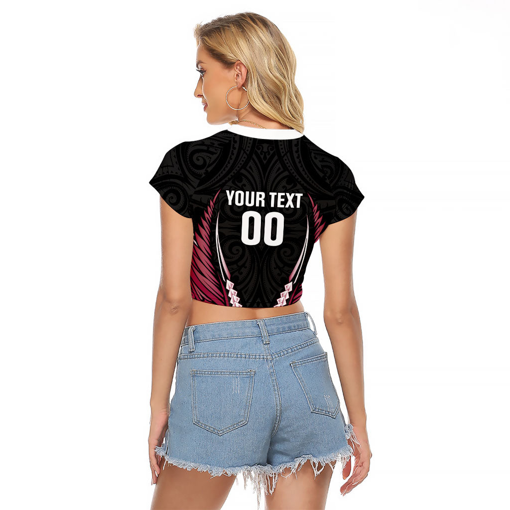 North Harbour 2026 Rugby Custom Raglan Cropped T Shirt NZ Maori Silver Fern