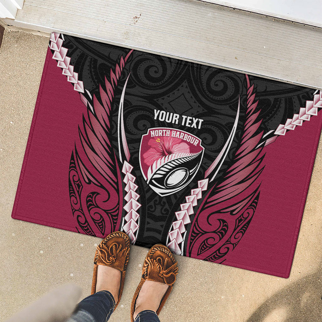 North Harbour 2026 Rugby Custom Rubber Doormat NZ Maori Silver Fern