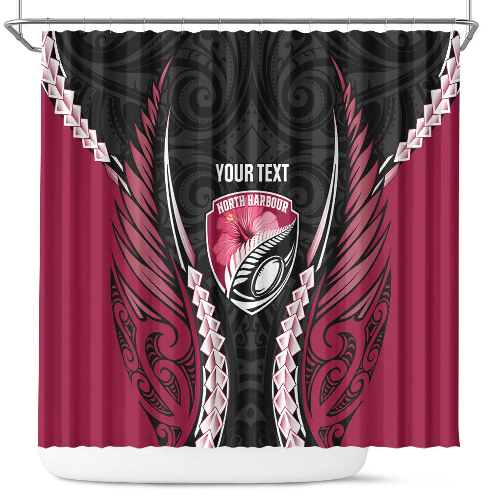 North Harbour 2026 Rugby Custom Shower Curtain NZ Maori Silver Fern