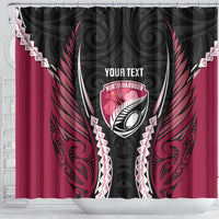 North Harbour 2026 Rugby Custom Shower Curtain NZ Maori Silver Fern